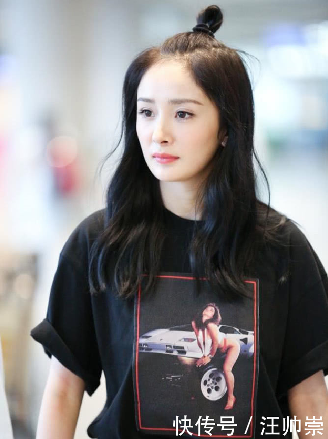杨幂的发型尴尬了，别人扎是少女，她却因发际线高像老8岁