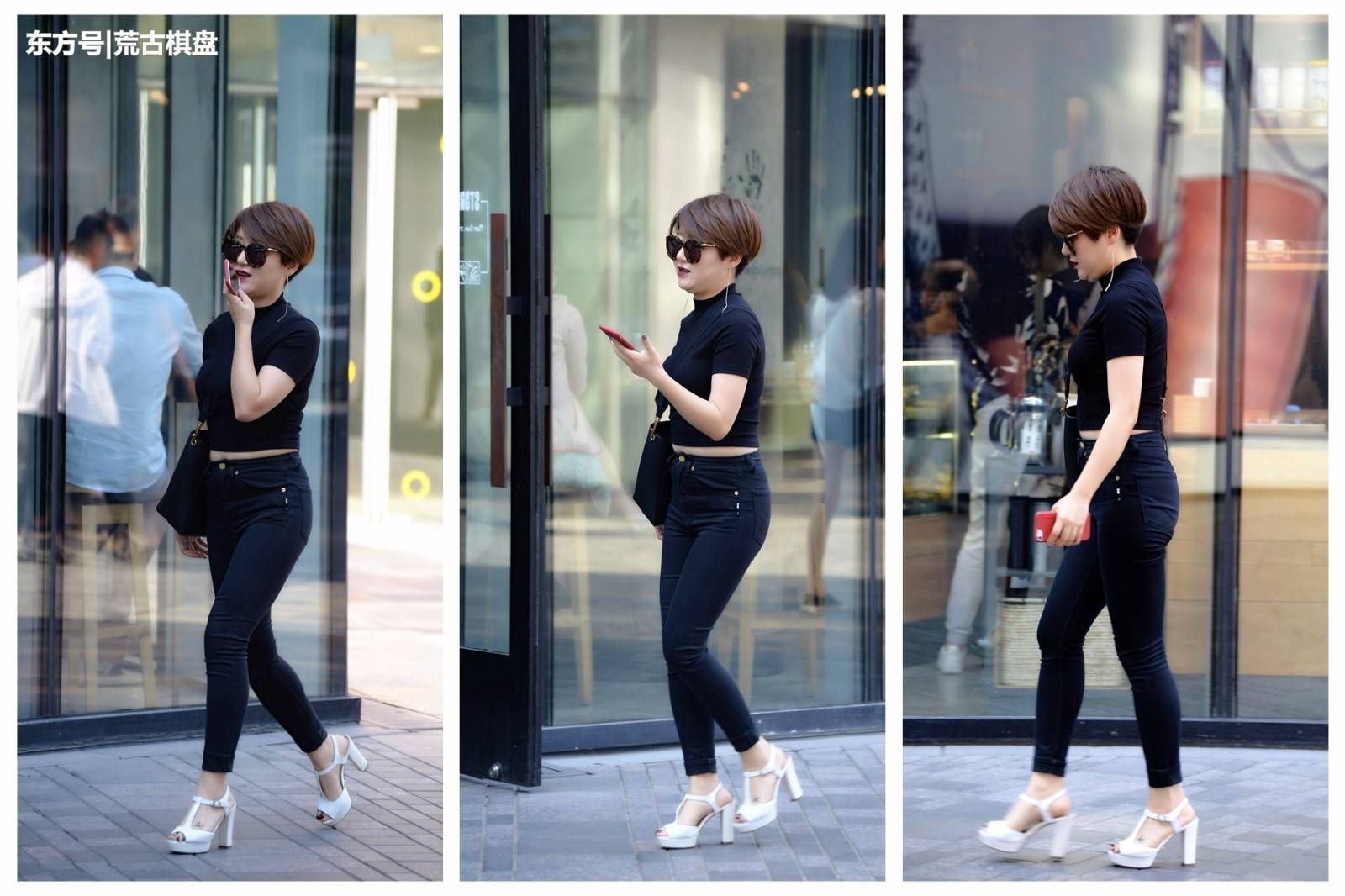 看了这位姑娘穿着紧身牛仔裤，才发现原来牛仔裤也这样显身材