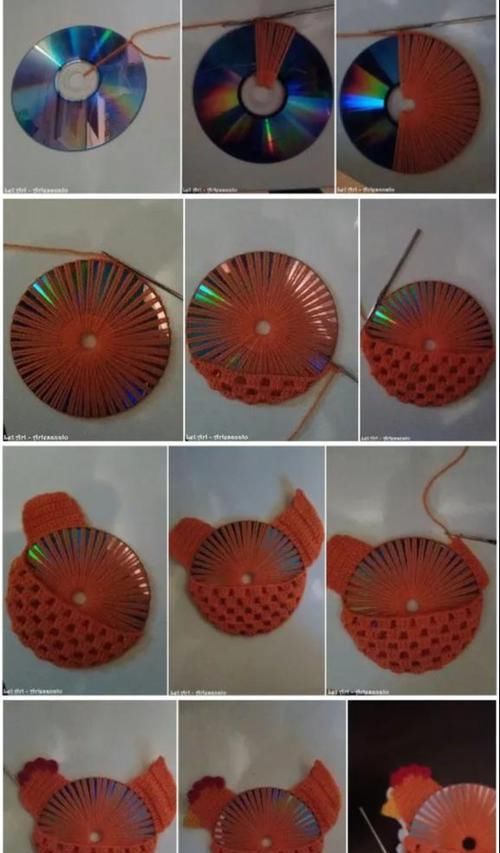  [手工]旧光盘和毛线钩针结合！DIY手工变废为宝，光盘旧物改造教程合集