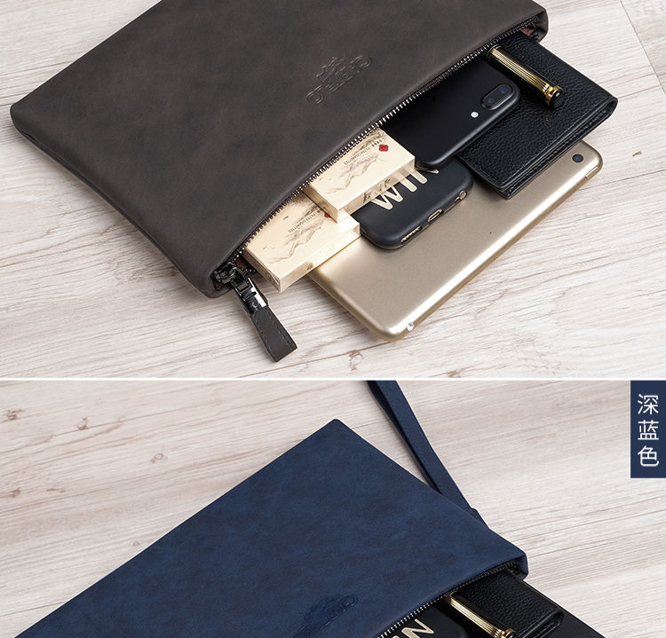 型男范手拿信封包:手感柔软舒适，防水耐磨耐用