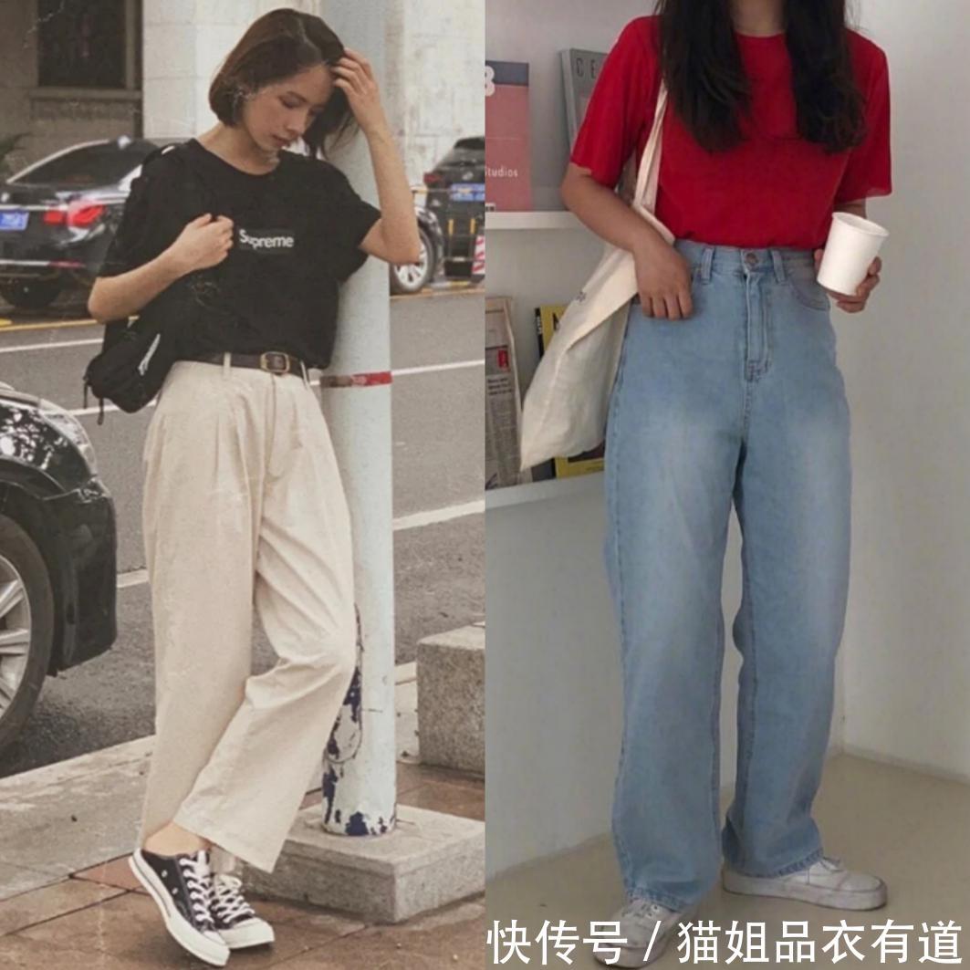 「女生」微胖女生都爱阔腿裤,遮肉显高还很休闲,搭配什么上衣都好看