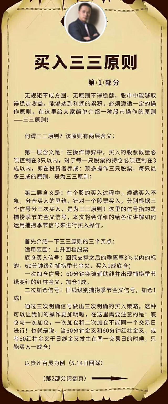 掘金启辰:A股经典买卖之三三原则!