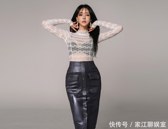  「美人图」美人图鉴郑有贞：波纹透气高领雪纺衫，搭配高腰及膝裙