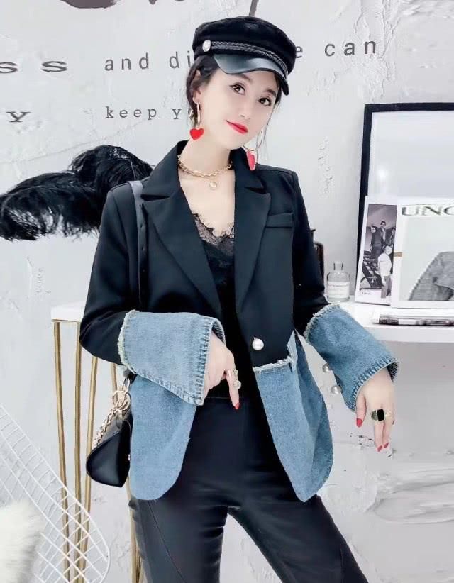 『代表』西服加牛仔拼接,明星的款式,潮流的代表