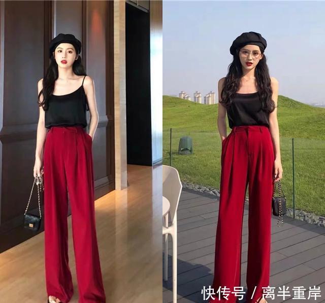 『女生』喜欢穿宽松裤子的女生,上衣这样搭配,显瘦洋气还时尚