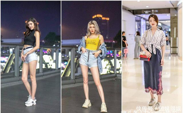  『柔美』街拍时尚潮人穿搭，黑色无袖衫搭短裤显腿长，拼接网纱衫优雅柔美