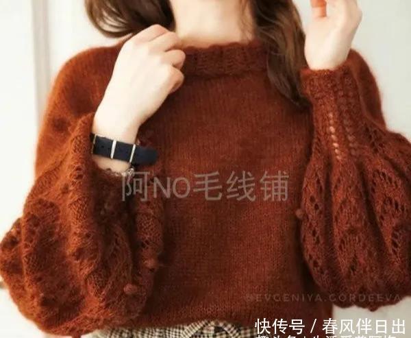  『图解』百搭的大泡泡袖套头毛衣，DIY手工棒针编织，附图解教程