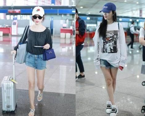 李小璐与霍思燕同穿短裤秀腿,网友:终于知道真正美腿长啥样了
