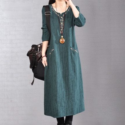 九月这么多秋裙，52岁老婆偏偏挑中了这款棉麻秋裙，虽贵却很美