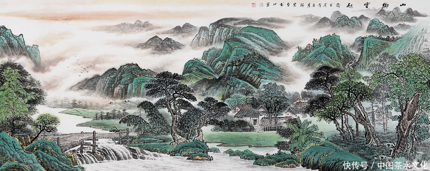 沙发背景墙挂画选什么?手绘国画,居家品位之选