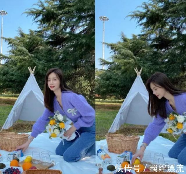 "m":"76787de6a4ed0309ae0b25b1e122692c29c401aa"沈梦辰晒春游美照,紫色上衣配牛仔裤青春减龄,化身元气少女