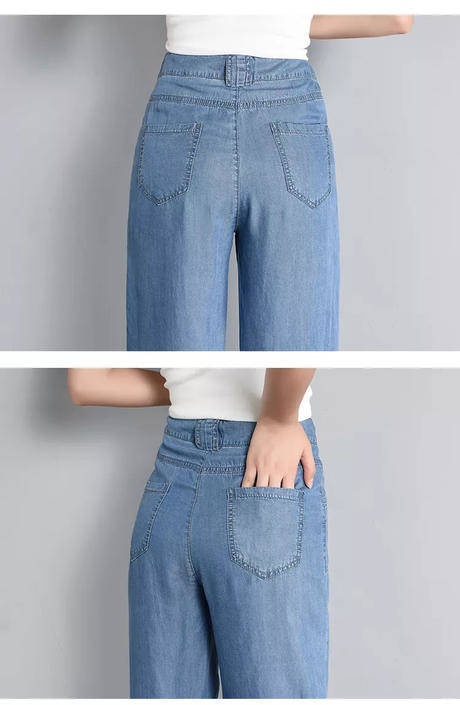 牛仔裤新款春秋2018宽腿阔脚韩版宽松弹力高腰显瘦阔腿裤长裤