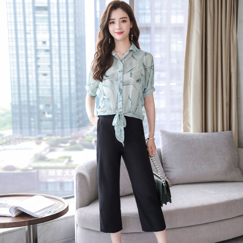 谁说只有穿裙才漂亮，老婆穿上这种雪纺套装，清凉又迷人，美绝了