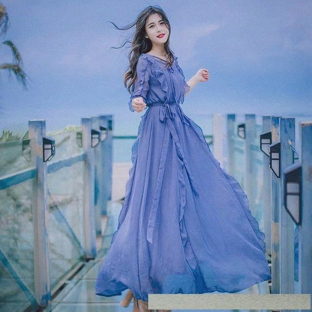 连衣裙美从仙中来，小清新、小身板女生穿起来，唯美动人