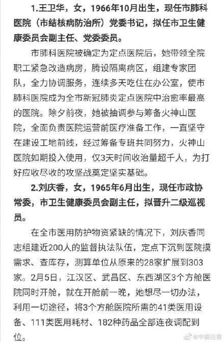  武汉■武汉拟火线提拔10名抗疫一线干部