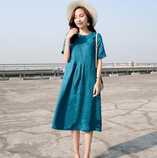 42岁老婆从不穿裙子,居然爱上了这棉麻裙,年轻洋气不像中年人