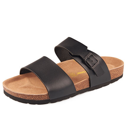 轻盈贴脚，考克英伦迷彩牛仔布软木拖鞋2双29元