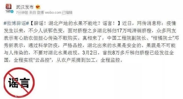 水果■辟谣！网传“湖北产地的水果不能吃”“抗流感药物可预防新冠肺炎”均为不实消息