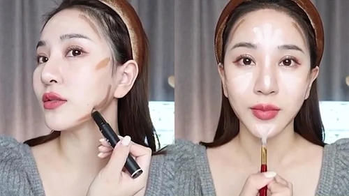  #鹅蛋脸#彩妆师分享不同脸型修容、打亮技巧手把手教学，肉饼脸也变鹅蛋脸