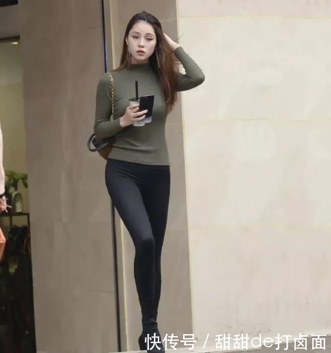 紧身裤:街拍美女, 穿搭紧身裤的妹子回头率高