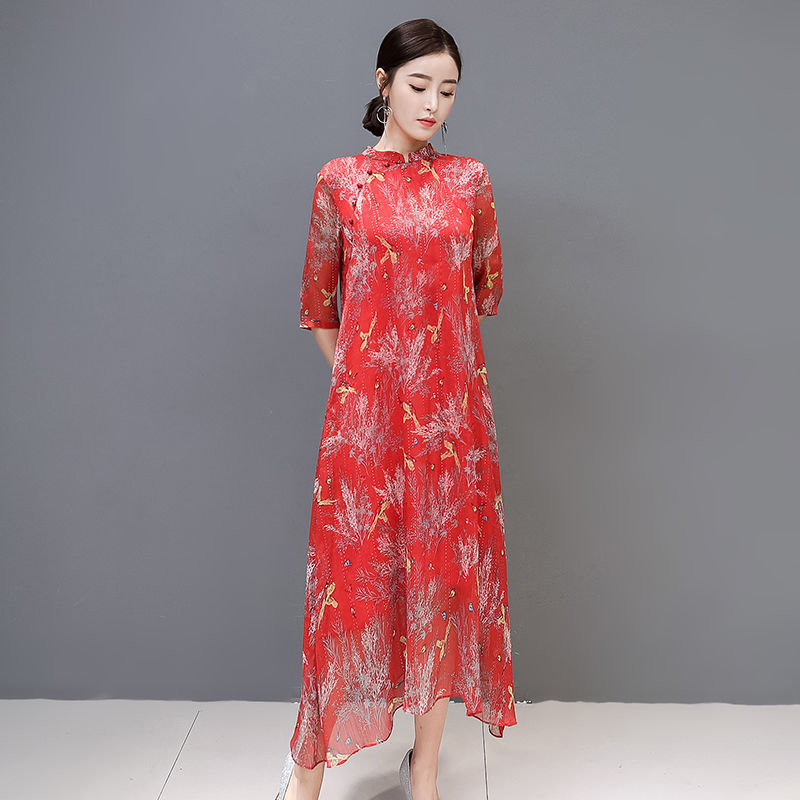 适合中年女性穿的旗袍连衣裙,高贵典雅,气质感十足