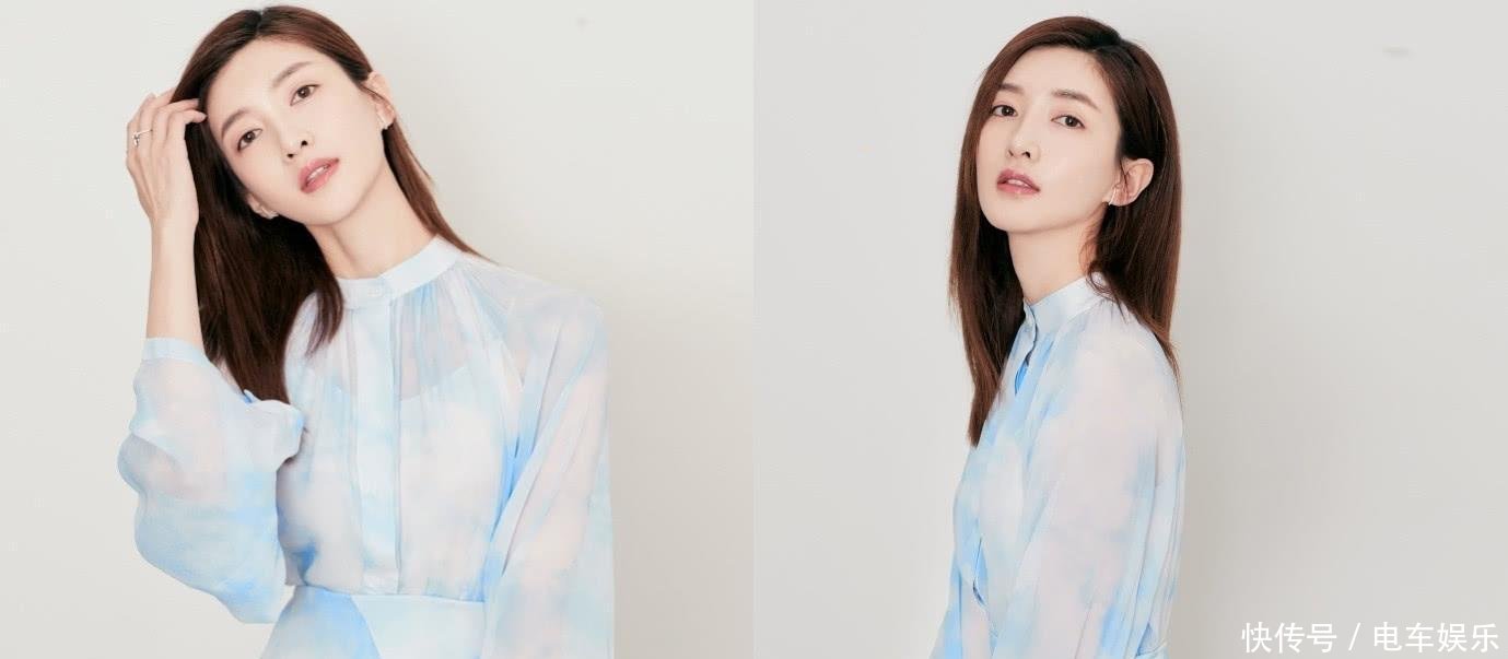 江疏影还真是会搭, 雪纺白衬衫配蓝短裤, 暴露了一双惊艳长腿!