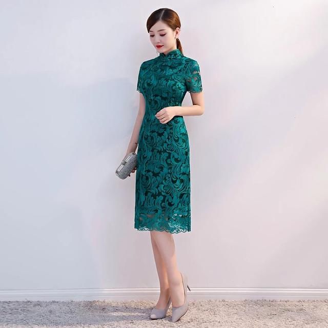 时尚蕾丝旗袍裙，低奢、气质，适应各种场合！