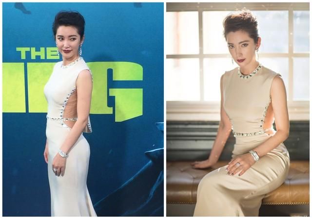 45岁李冰冰冻龄有方，优雅长裙现身首映礼，现场图竟然堪比精修