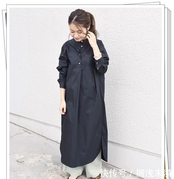  「春季造型」小黑裙别乱买！黑色衬衫连衣裙才更实用，24个春季日系造型示范