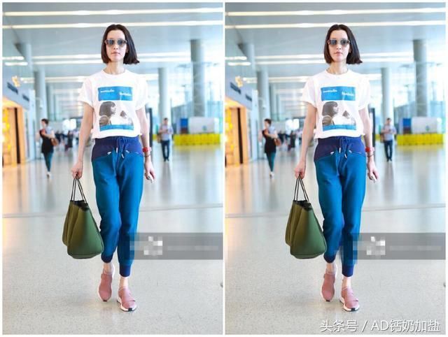 杜鹃一条拼色运动裤搭T恤，腿长裤短运动新风尚，网友：真是腿精