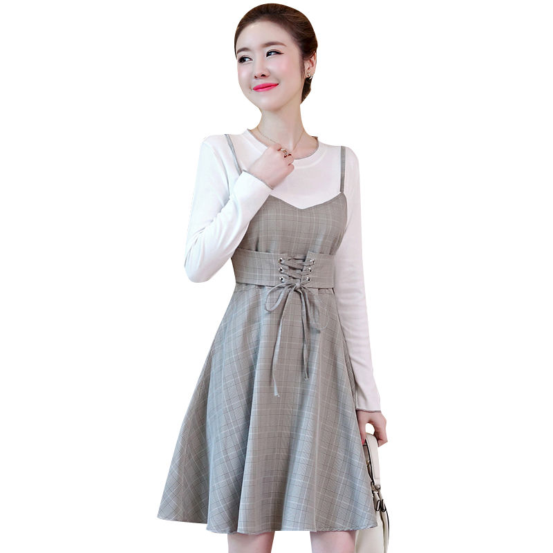 初秋温差有点大，别穿吊带裙了!初秋新款长袖裙，又美又嫩