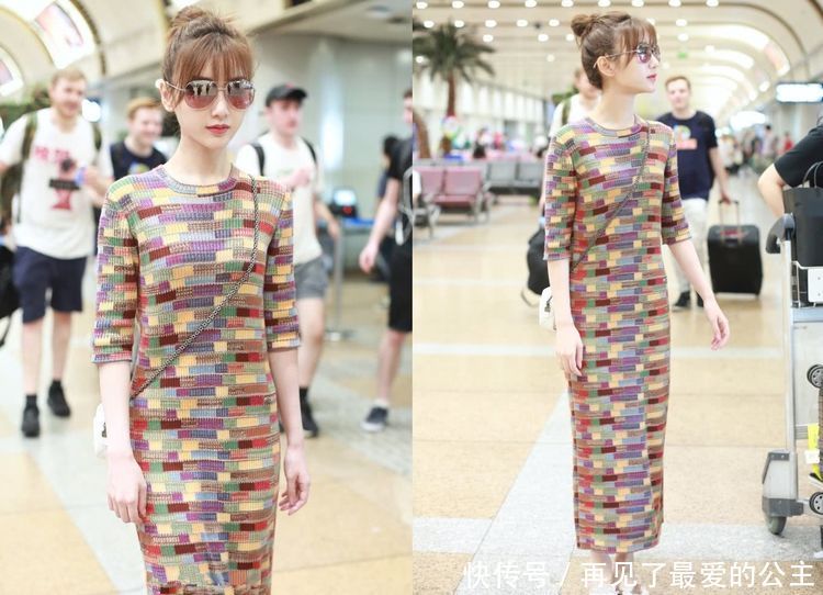毛晓彤机场照火了，裙子穿得这么高级，脚下却穿10元的拖鞋！