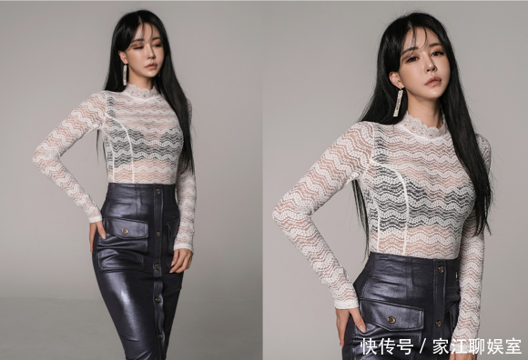  「美人图」美人图鉴郑有贞：波纹透气高领雪纺衫，搭配高腰及膝裙
