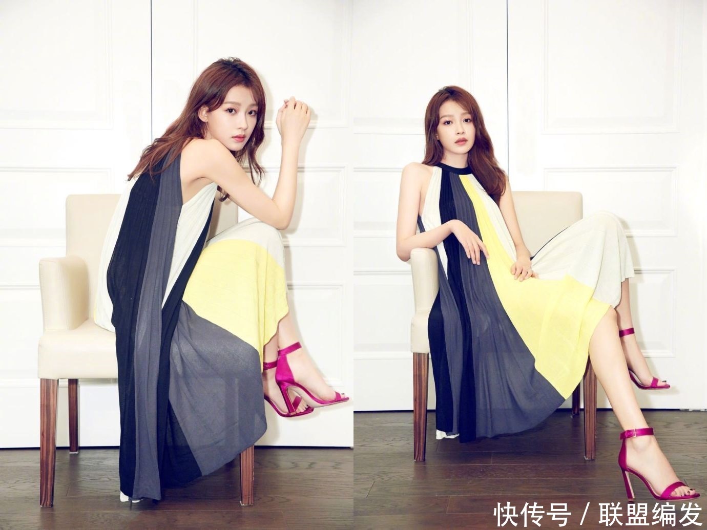 孙怡穿荷叶袖长裙现身，暴露了一双惊艳长腿，网友：这腿我服了！