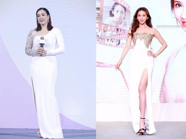 年纪相仿的钟丽缇和林志玲穿同款叉裙，网友：差别好大啊！