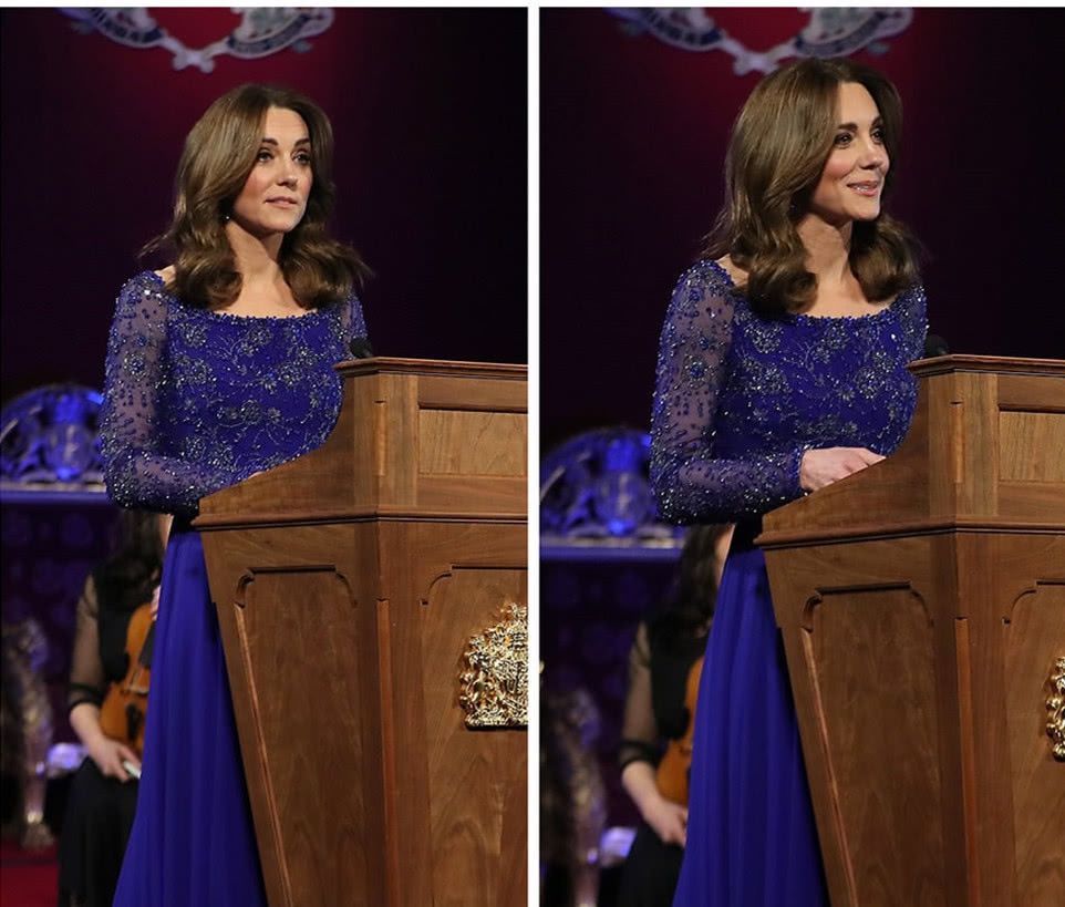  『风采』英国凯特王妃出席活动，一天两次换装，红色和宝蓝色各有风采