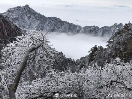 黄山景区现大面积雾凇云海奇观 将游客带入如诗如画幻境中
