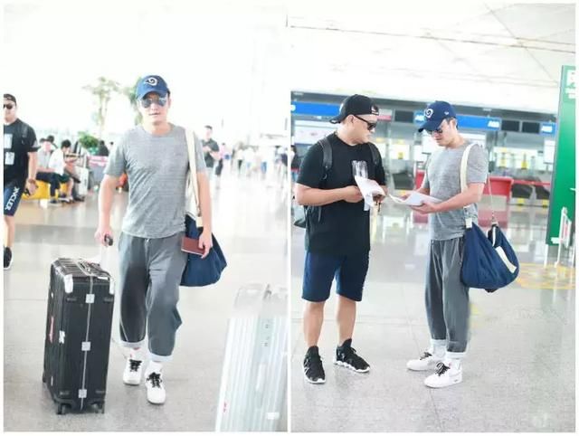 44岁吴京灰T灰裤，小肚腩都有荷尔蒙味，小9岁谢楠HOLD得住？