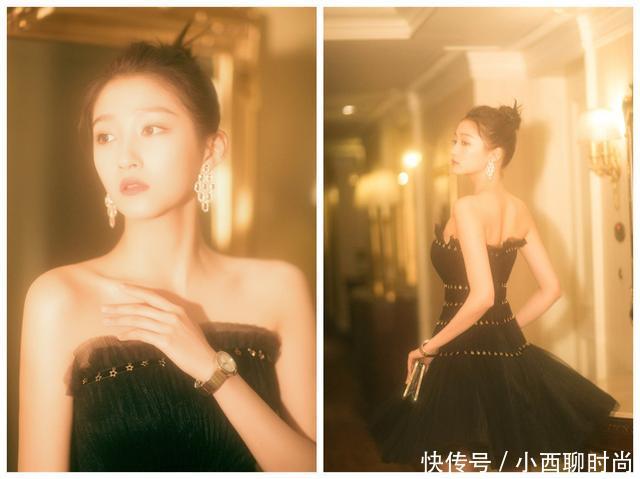 关晓彤这次终于穿对了!一袭黑色抹胸裙上身,筷子腿惊艳众人!