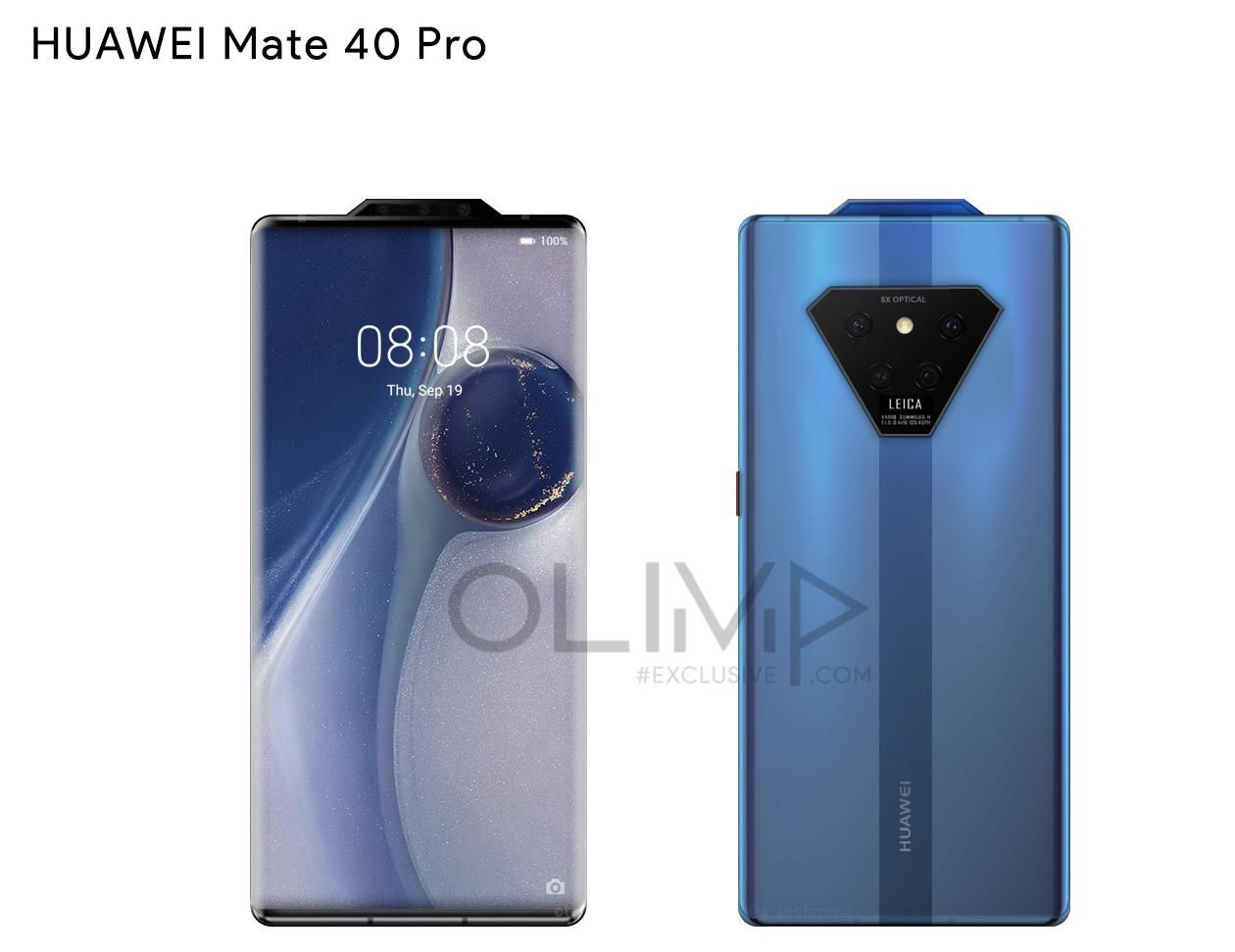  设计：华为Mate 40 Pro概念图：外置刘海+倒三角摄像头