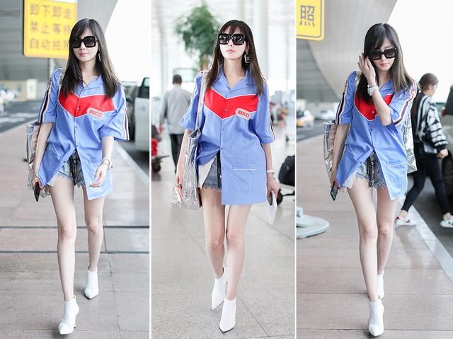 张天爱一改往日御姐风，现身机场剪了个小刘海，简直像换了张脸