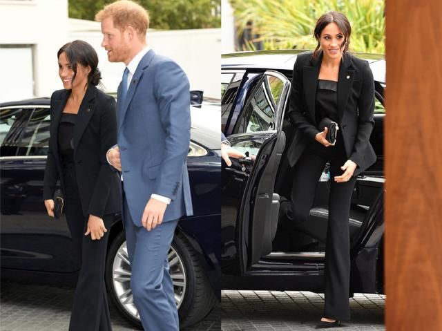 梅根终于不露腿！怎么又瘦了？4千块喇叭裤显大长腿，这钱花得值