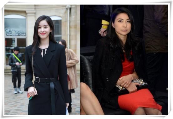 章泽天和郭晶晶同穿黑色西装，一个霸气女总裁，一个青涩小文秘