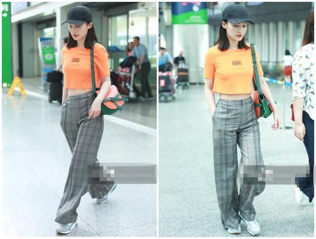 28岁李沁露脐T恤阔腿裤真时尚，性感干练都市时尚范，网友:有料