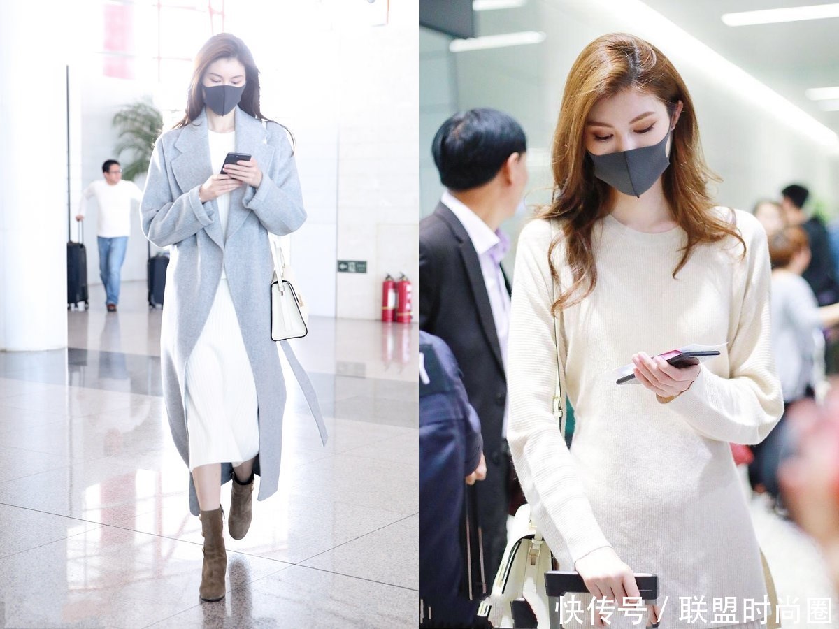 何穗穿件睡裙去机场，不想却被“胸骨”抢镜，网友：太瘦了！