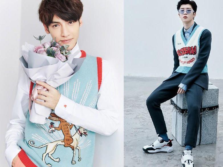 朱正廷穿针织背心, 吃棒棒糖背小书包, 网友评论: 幼稚鬼!