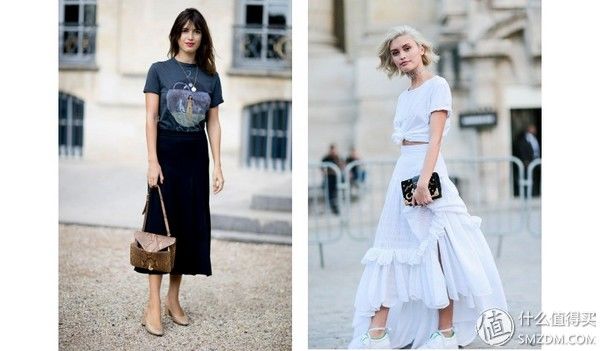 T恤plus过膝裙，开挂的夏天有它们就够了