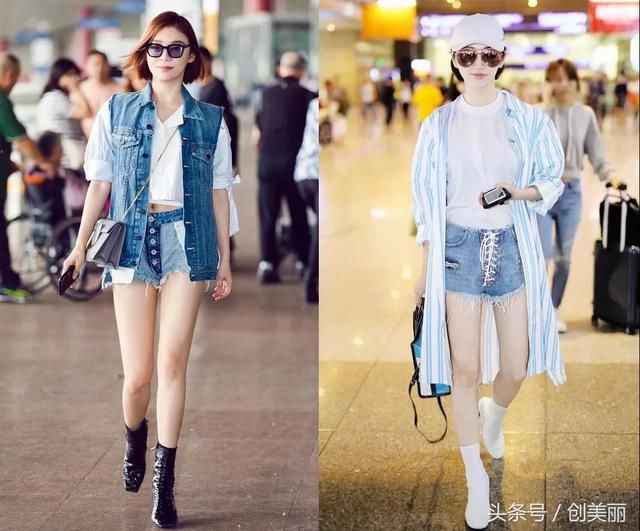 夏天是个露腿的季节,学唐嫣江疏影穿一条牛仔短裤露出逆天大长腿