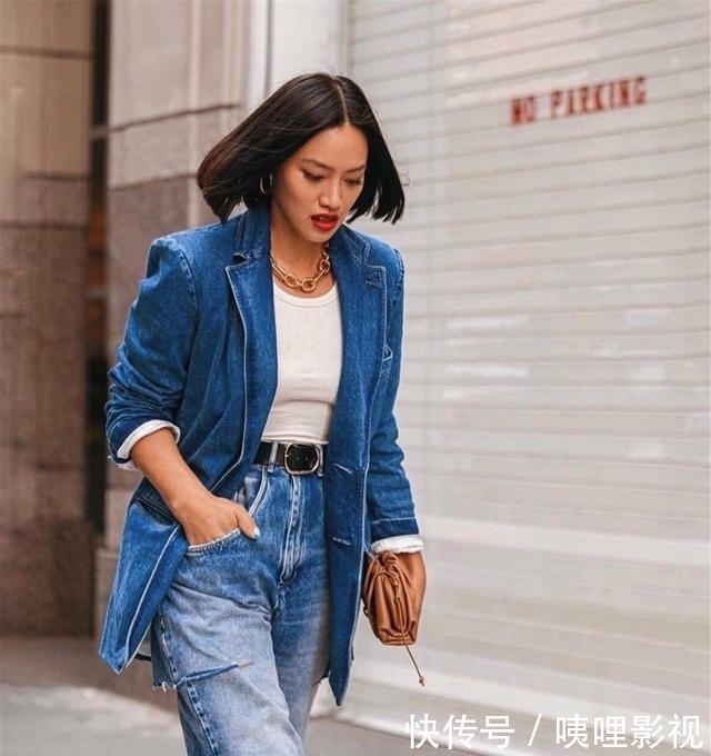  「牛仔材质」真正时髦的女人，懂得牛仔单品成套穿才高级，潮人试了都上头