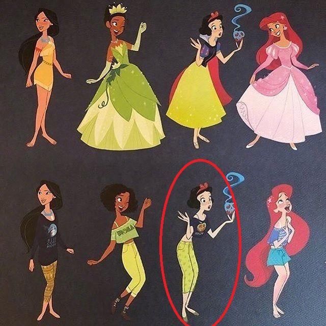 迪士尼公主穿越到现代，白雪公主裤子太丑，花木兰龙纹夹克最抢眼